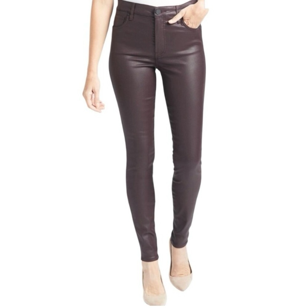 KUT FROM THE KLOTH Wine Mia Coated Hi-Rise Fab AB Toothpick Skinny Pant.